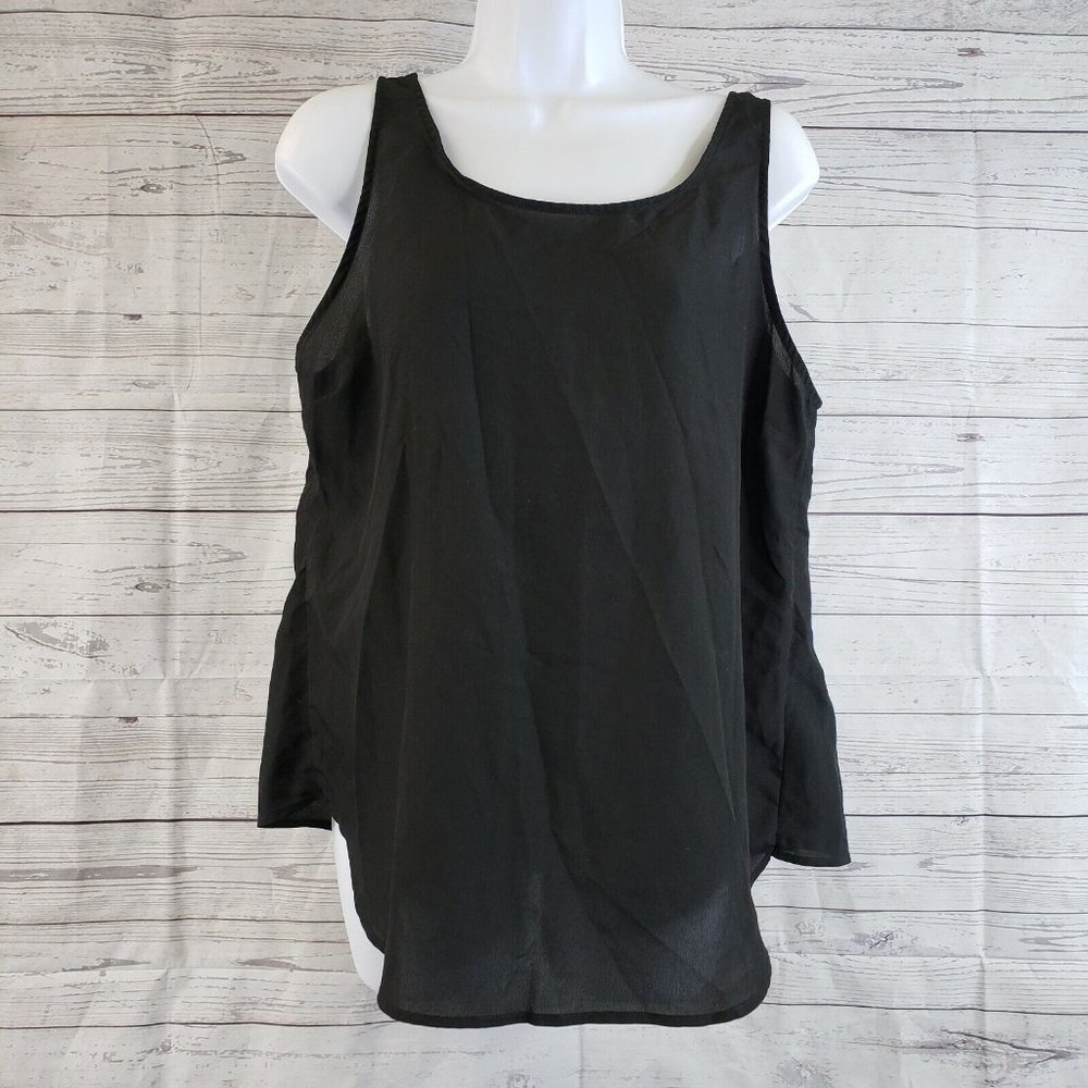 PJK Patterson J Kincaid Womens Tank Top Sz Large Black Lace Ties in Back